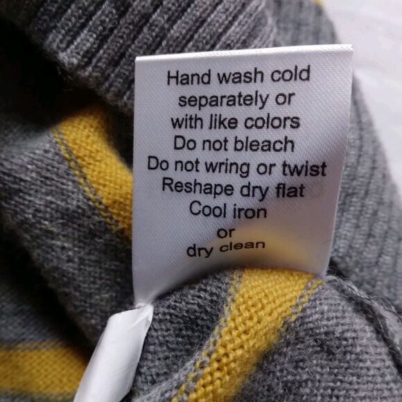 Brunella Gori Italian Merino Wool Yellow Gray Stripe Knit Sweater Y2K Grunge L - Picture 8 of 12